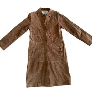 FABULOUS Alfred Sung Brown Long Suede Coat